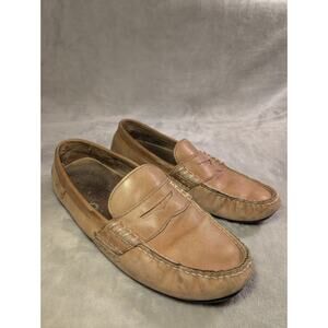 Polo Ralph Lauren Wes Mens Size 10.5 Tan  Leather Driving Moccasin Penny Loafers